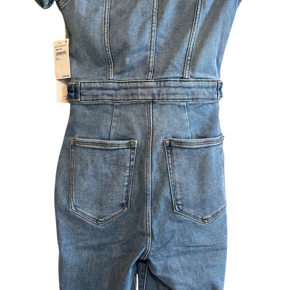 Good American Fit for Success Short Sleeve Denim Jumpsuit Blue Size Small - Picture 5 of 11